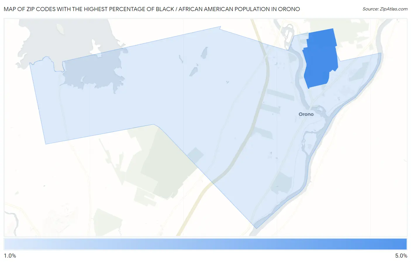 Zip Codes with the Highest Percentage of Black / African American Population in Orono Map