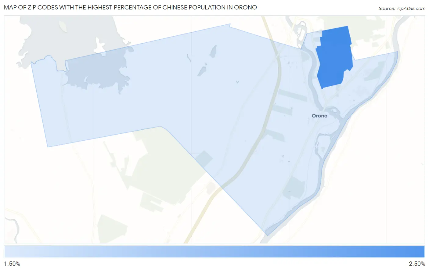 Zip Codes with the Highest Percentage of Chinese Population in Orono Map