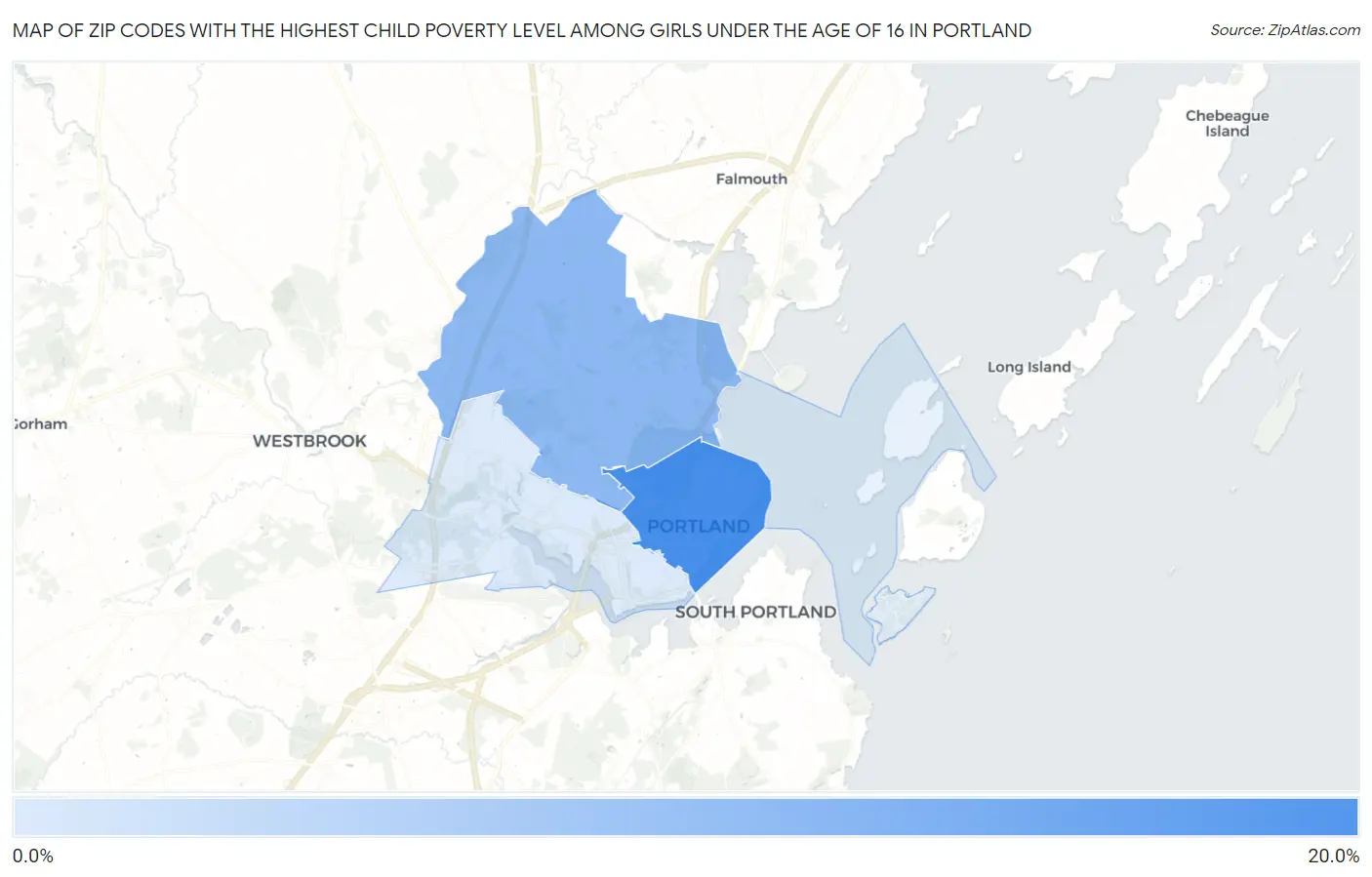 Zip Codes with the Highest Child Poverty Level Among Girls Under the Age of 16 in Portland Map