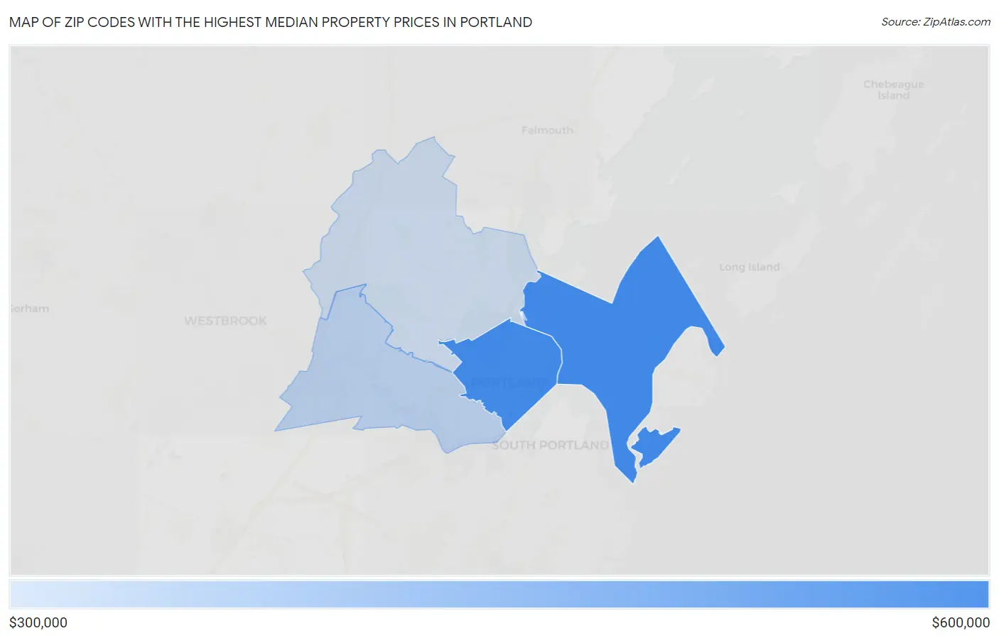 Zip Codes with the Highest Median Property Prices in Portland Map