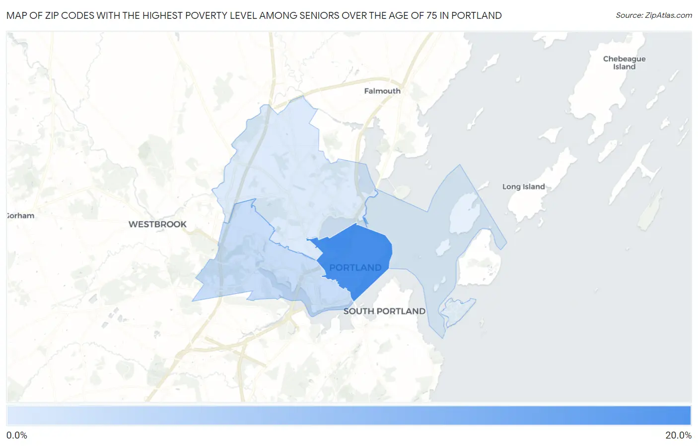 Zip Codes with the Highest Poverty Level Among Seniors Over the Age of 75 in Portland Map