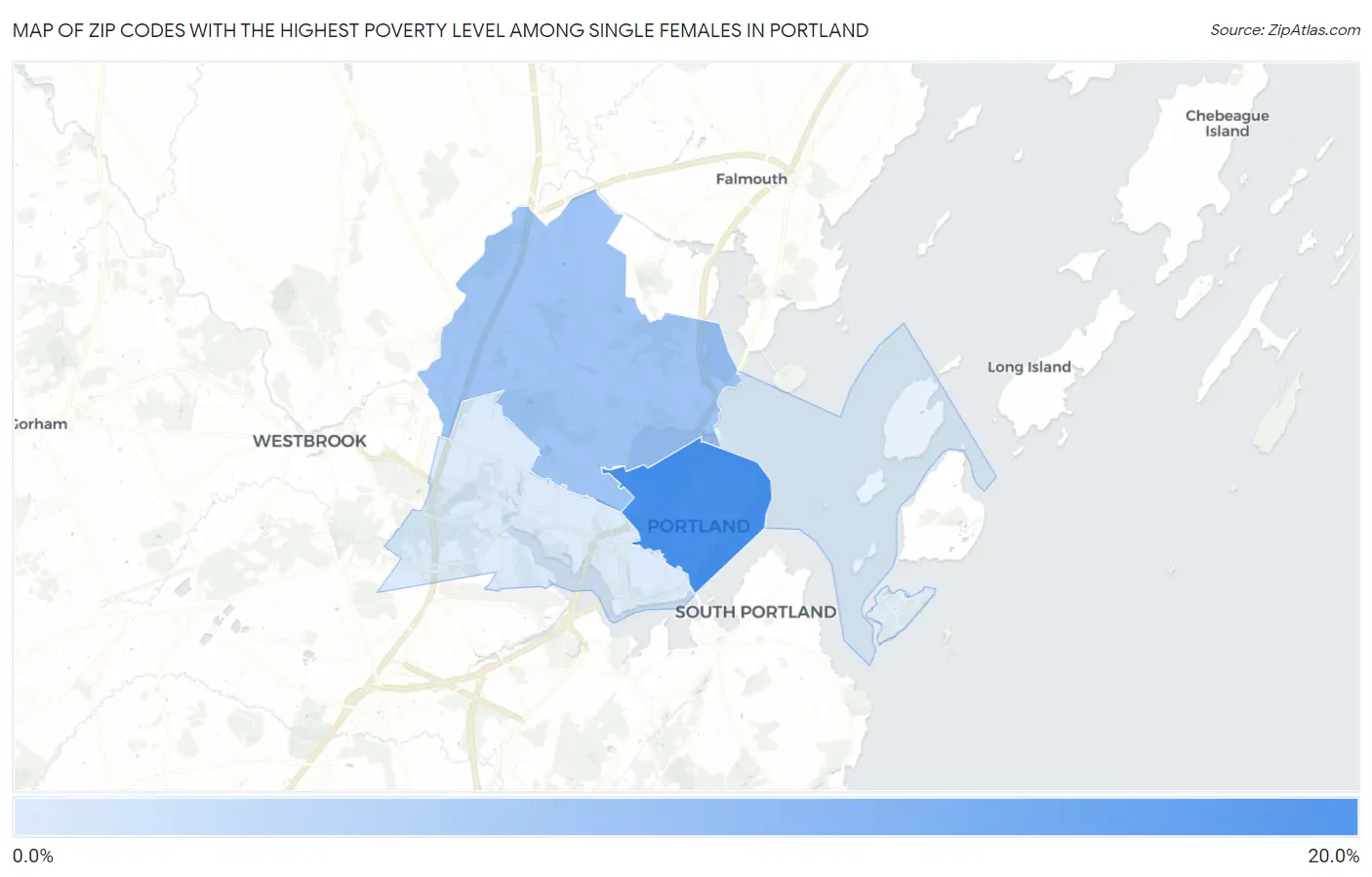 Zip Codes with the Highest Poverty Level Among Single Females in Portland Map