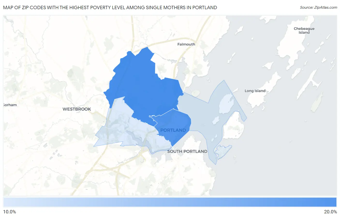 Zip Codes with the Highest Poverty Level Among Single Mothers in Portland Map
