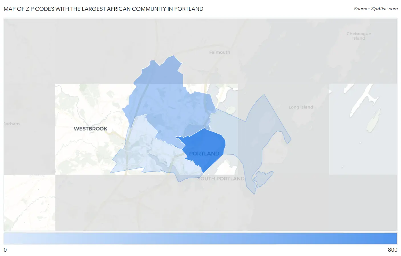 Zip Codes with the Largest African Community in Portland Map