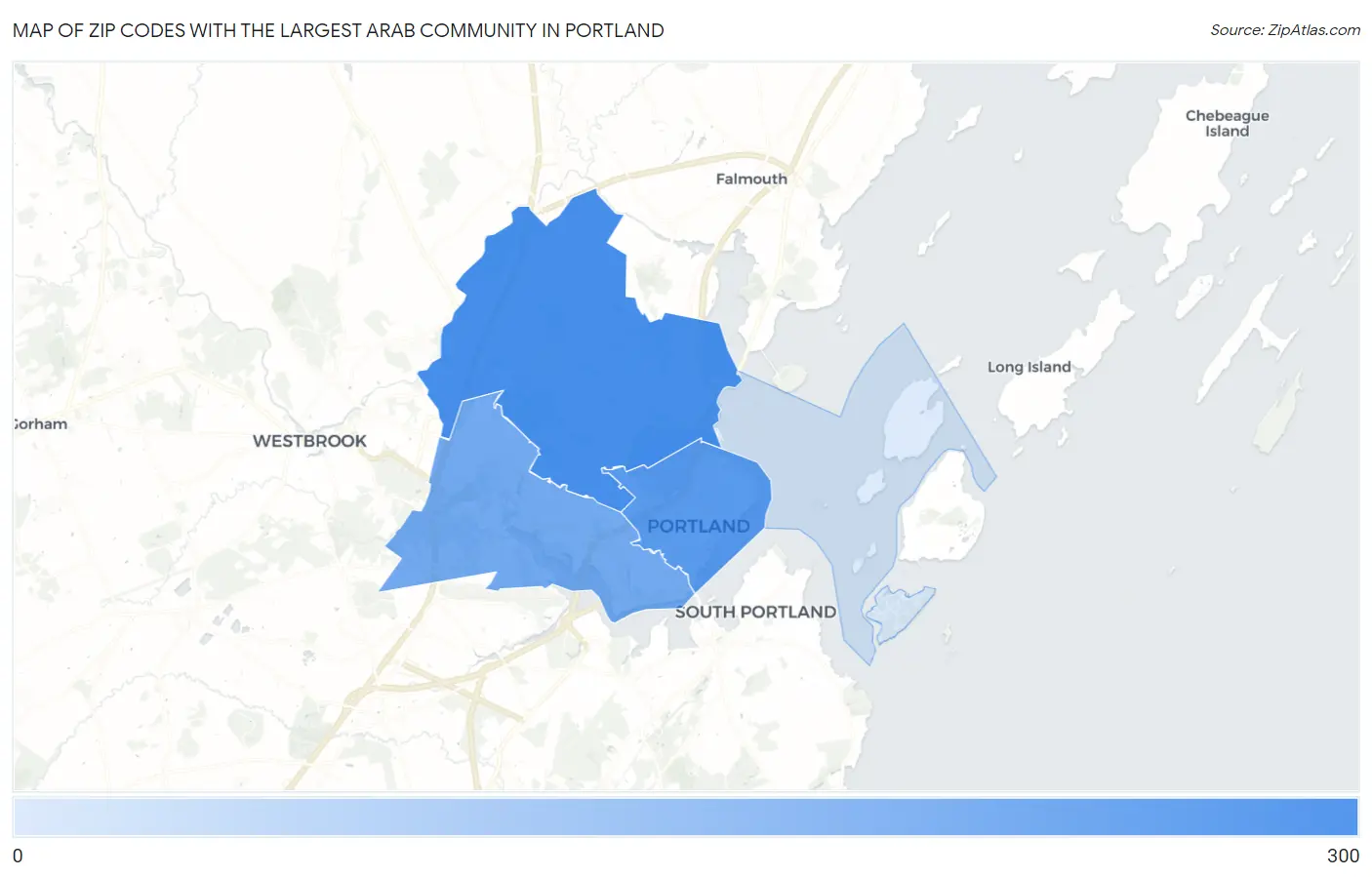 Zip Codes with the Largest Arab Community in Portland Map