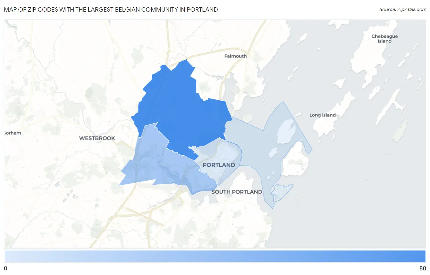 Zip Codes with the Largest Belgian Community in Portland Map