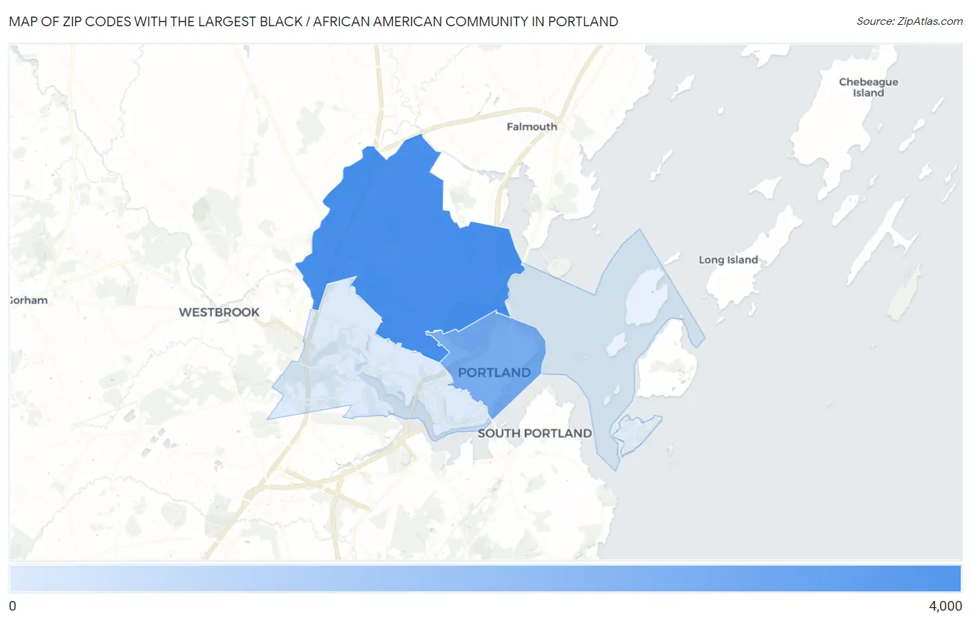 Zip Codes with the Largest Black / African American Community in Portland Map