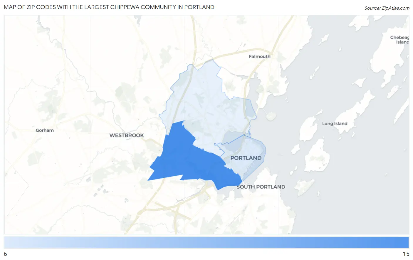 Zip Codes with the Largest Chippewa Community in Portland Map