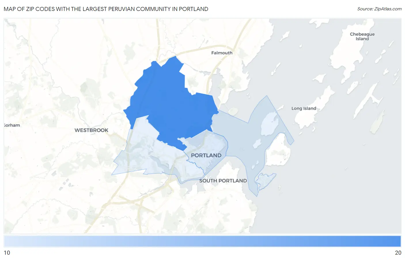 Zip Codes with the Largest Peruvian Community in Portland Map