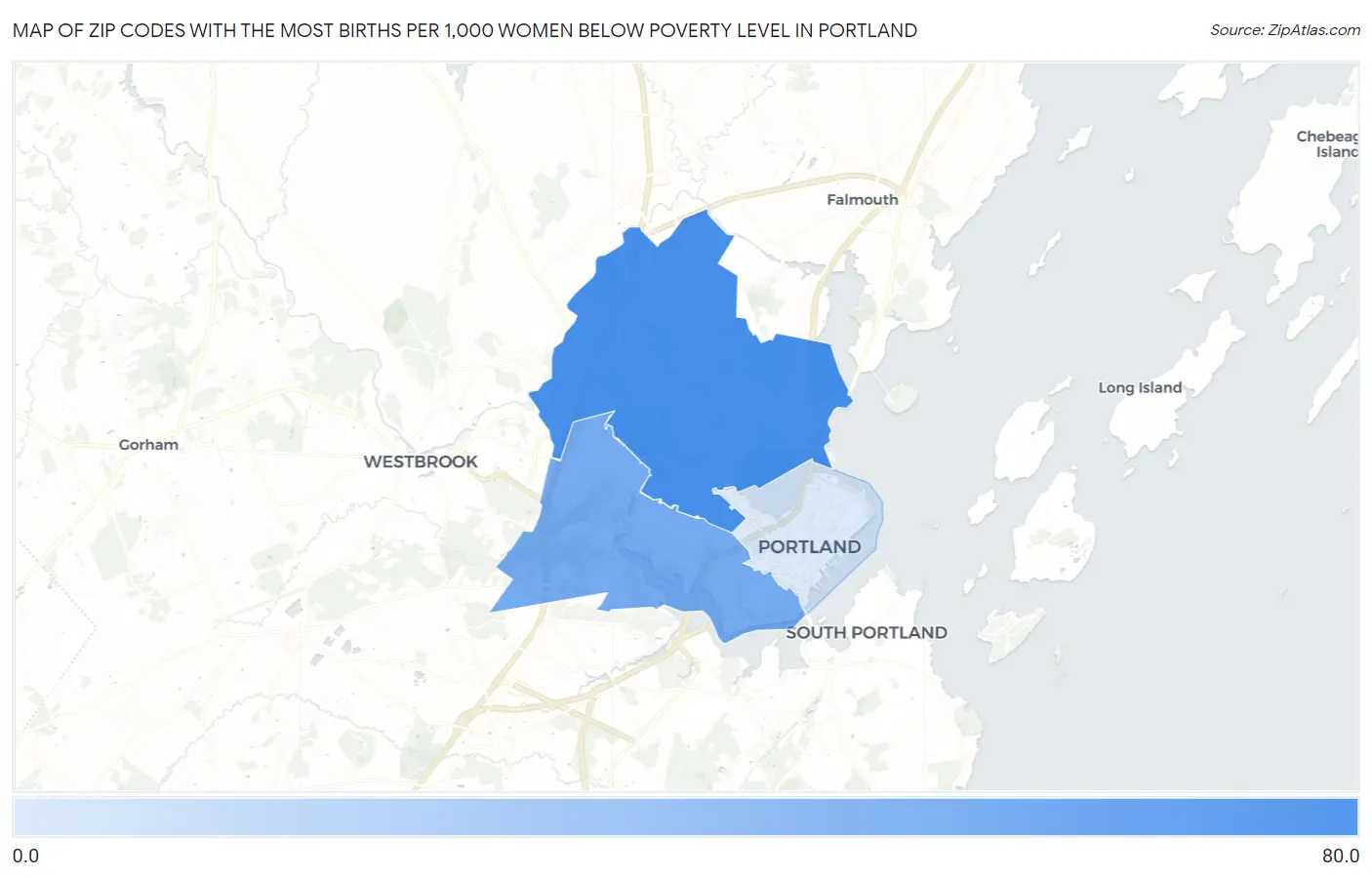 Zip Codes with the Most Births per 1,000 Women Below Poverty Level in Portland Map