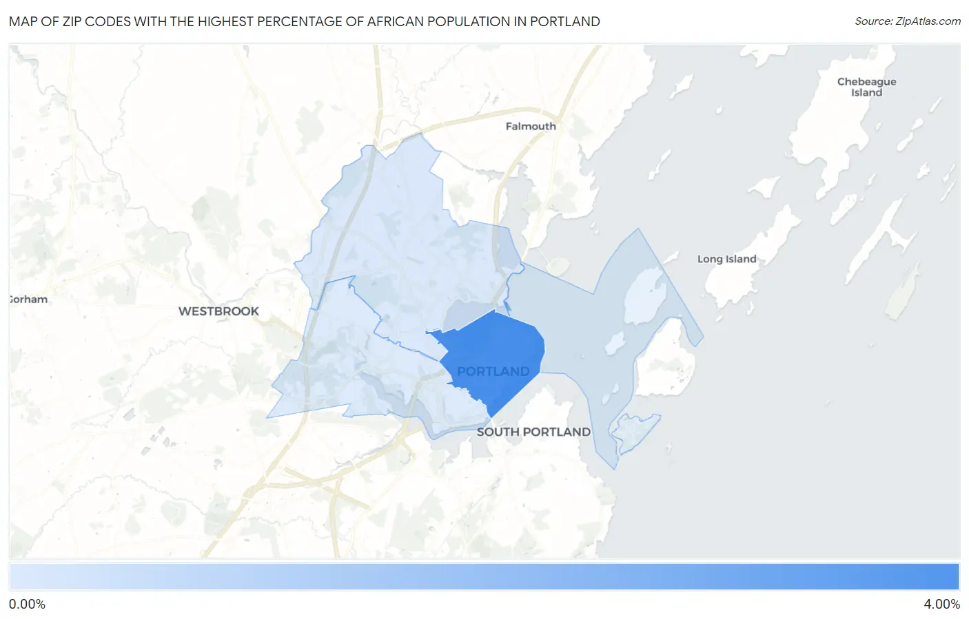 Zip Codes with the Highest Percentage of African Population in Portland Map