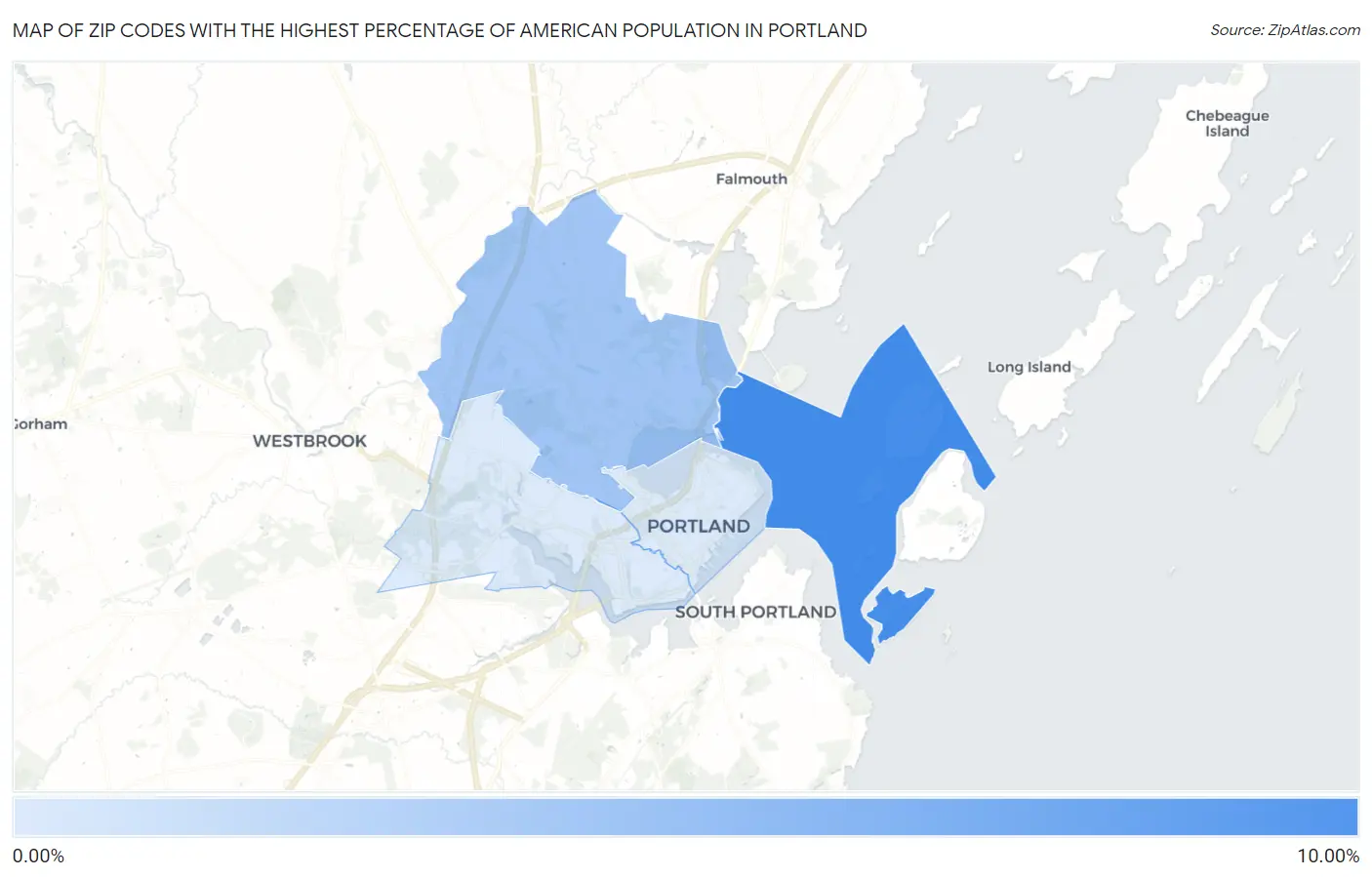 Zip Codes with the Highest Percentage of American Population in Portland Map