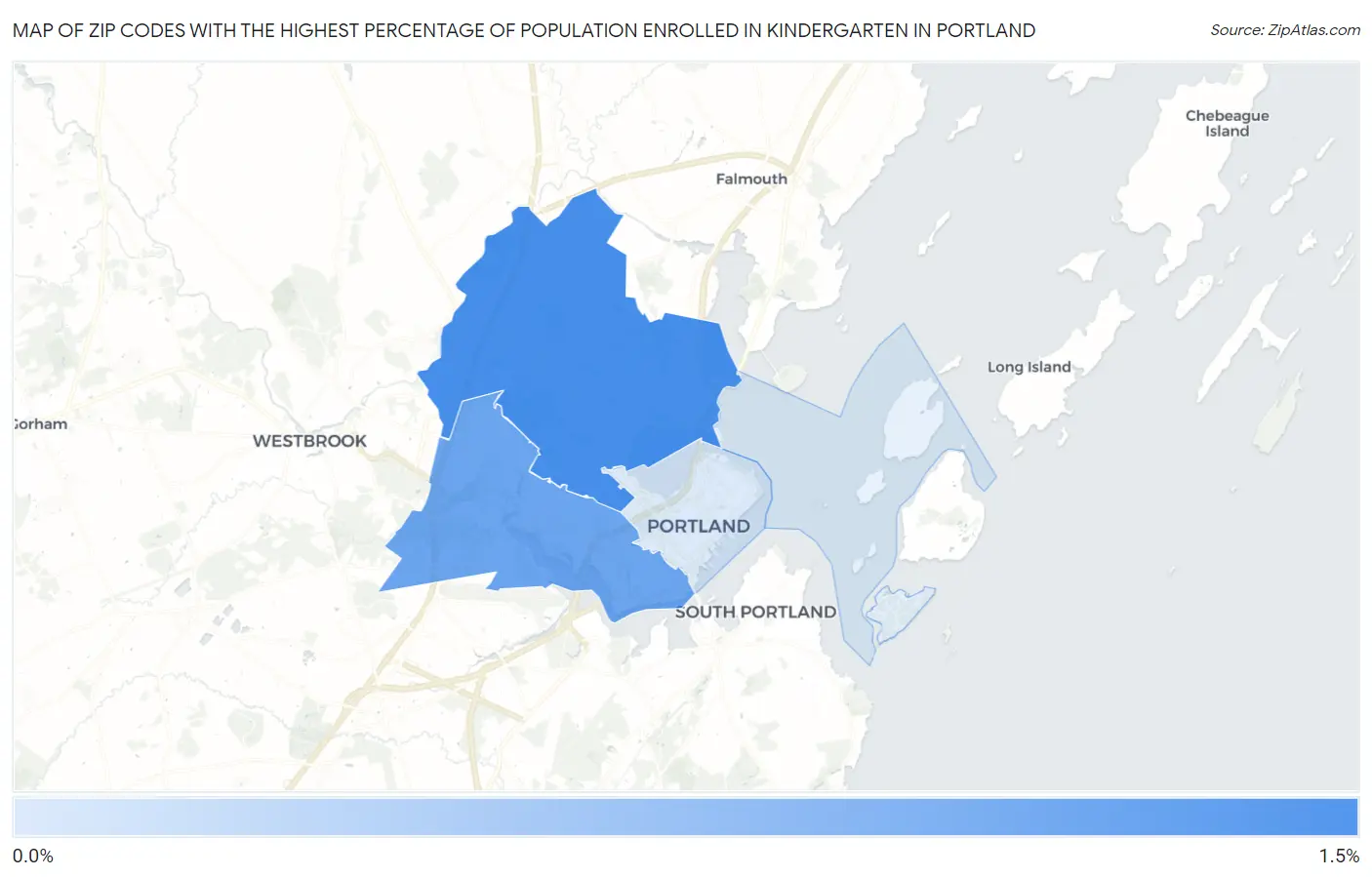 Zip Codes with the Highest Percentage of Population Enrolled in Kindergarten in Portland Map