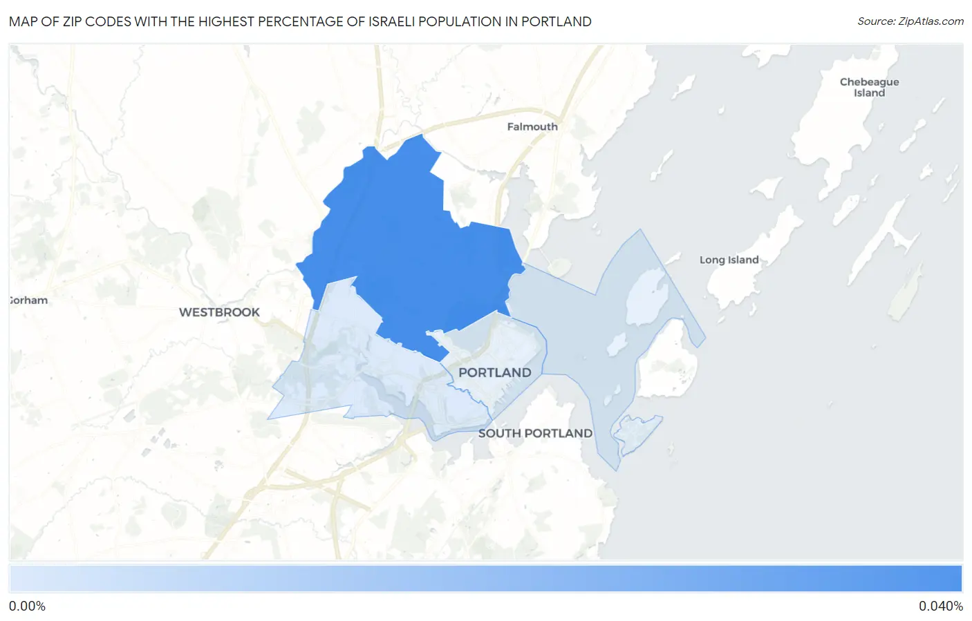Zip Codes with the Highest Percentage of Israeli Population in Portland Map