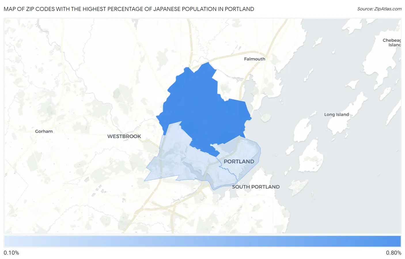 Zip Codes with the Highest Percentage of Japanese Population in Portland Map