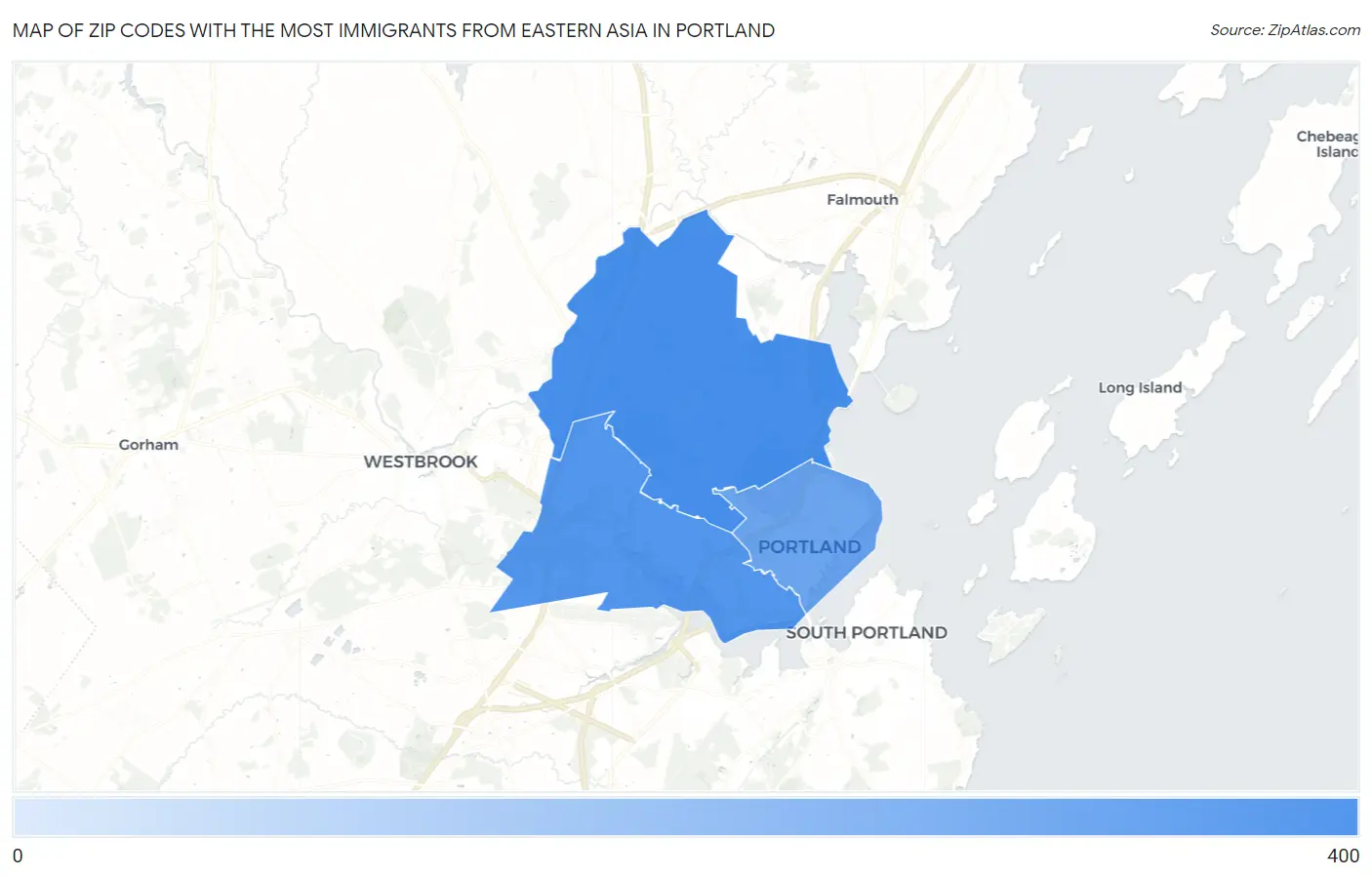 Zip Codes with the Most Immigrants from Eastern Asia in Portland Map