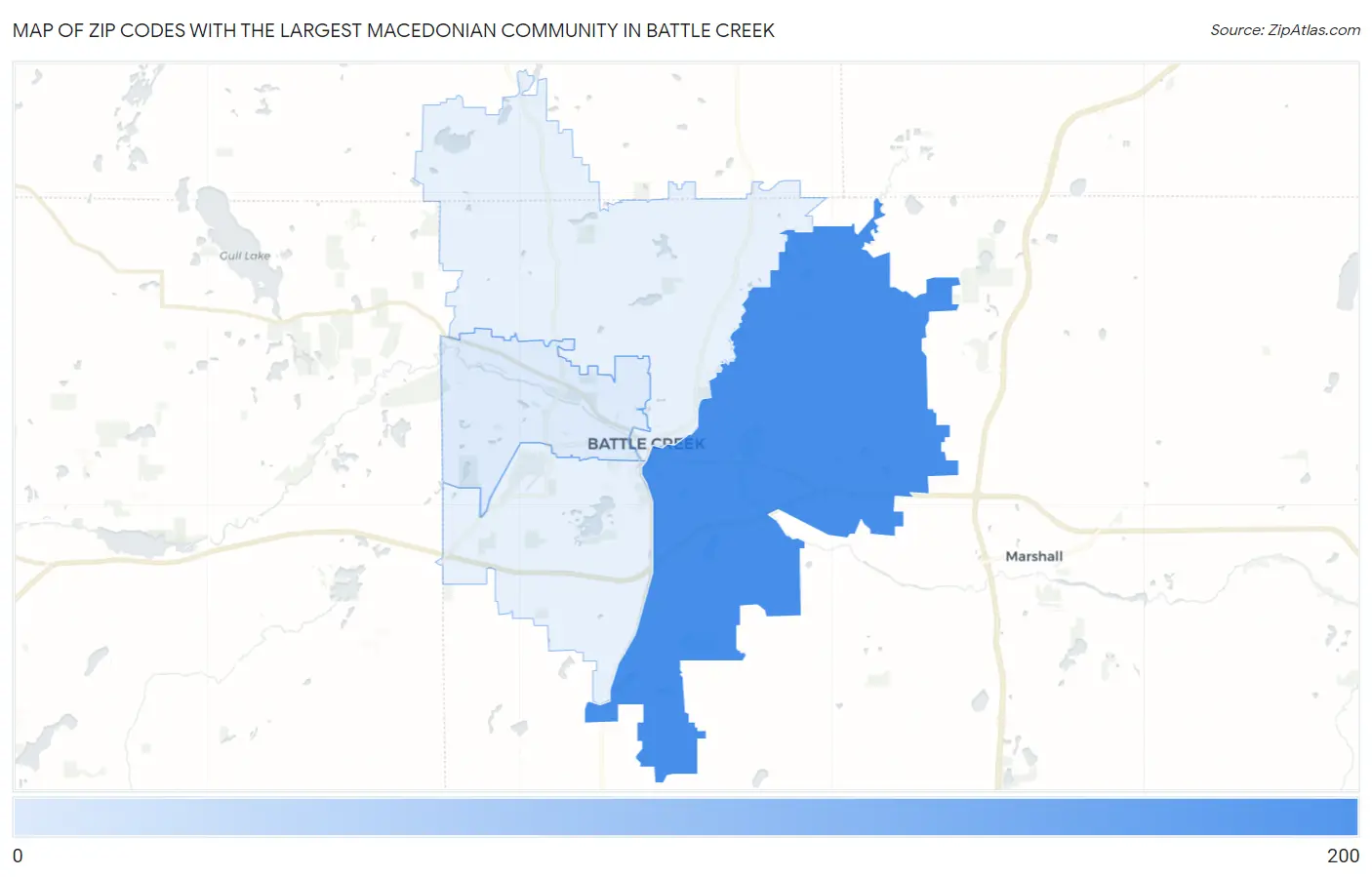 Zip Codes with the Largest Macedonian Community in Battle Creek Map