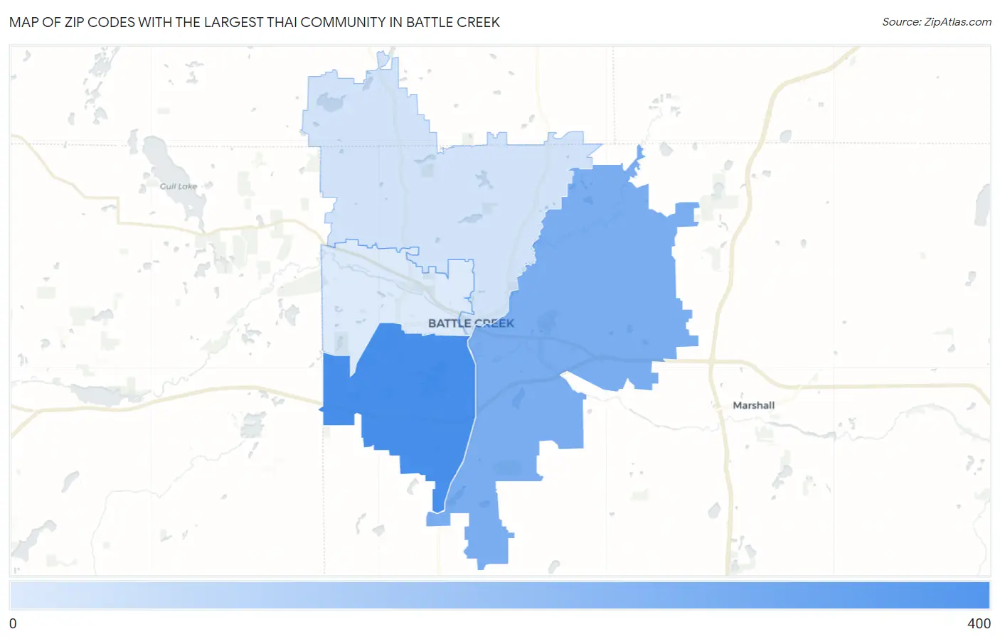 Zip Codes with the Largest Thai Community in Battle Creek Map