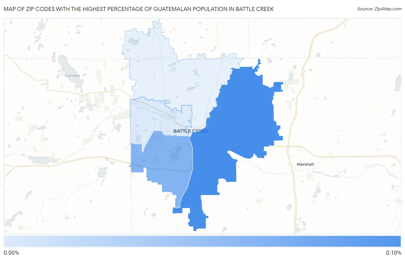 Zip Codes with the Highest Percentage of Guatemalan Population in Battle Creek Map