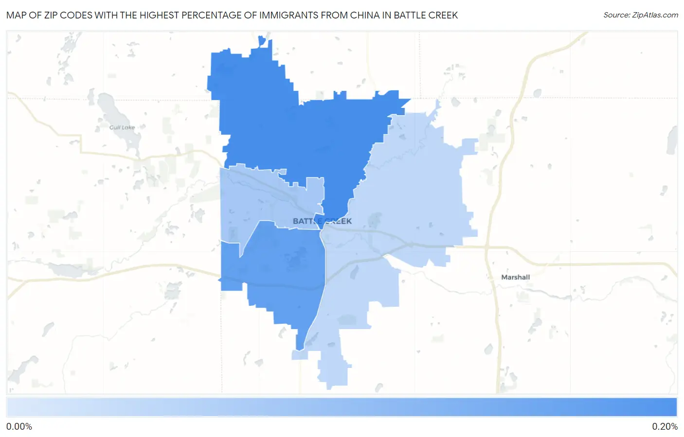 Zip Codes with the Highest Percentage of Immigrants from China in Battle Creek Map