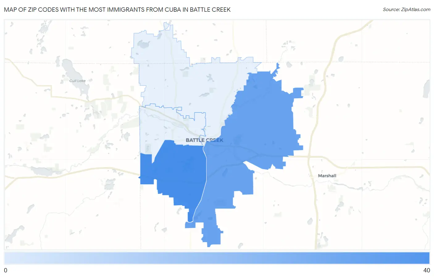 Zip Codes with the Most Immigrants from Cuba in Battle Creek Map