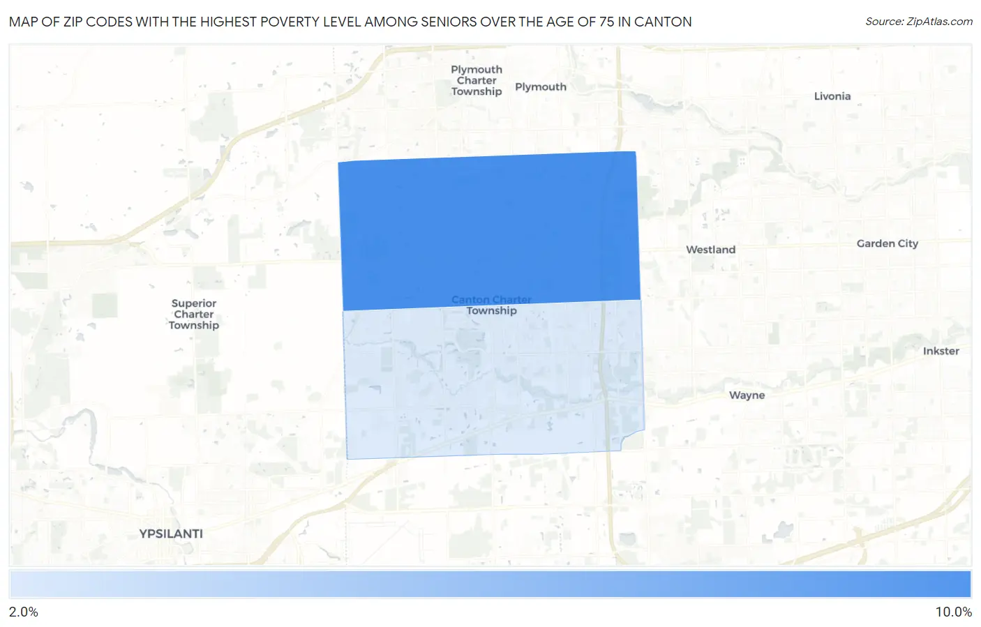 Zip Codes with the Highest Poverty Level Among Seniors Over the Age of 75 in Canton Map
