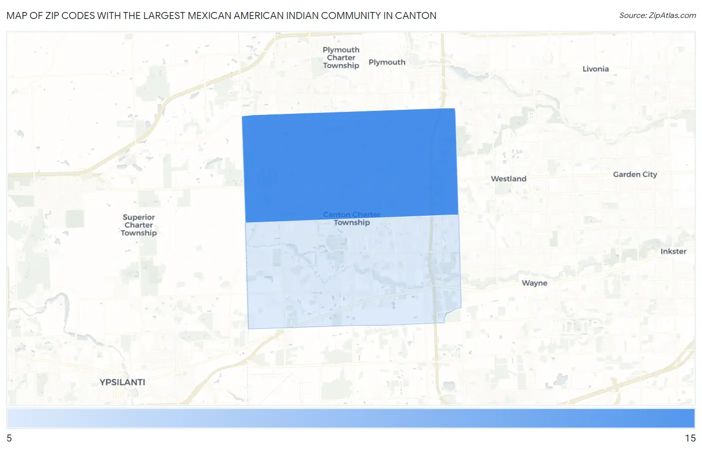 Zip Codes with the Largest Mexican American Indian Community in Canton Map