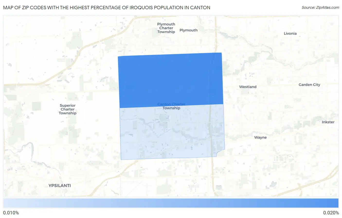 Zip Codes with the Highest Percentage of Iroquois Population in Canton Map