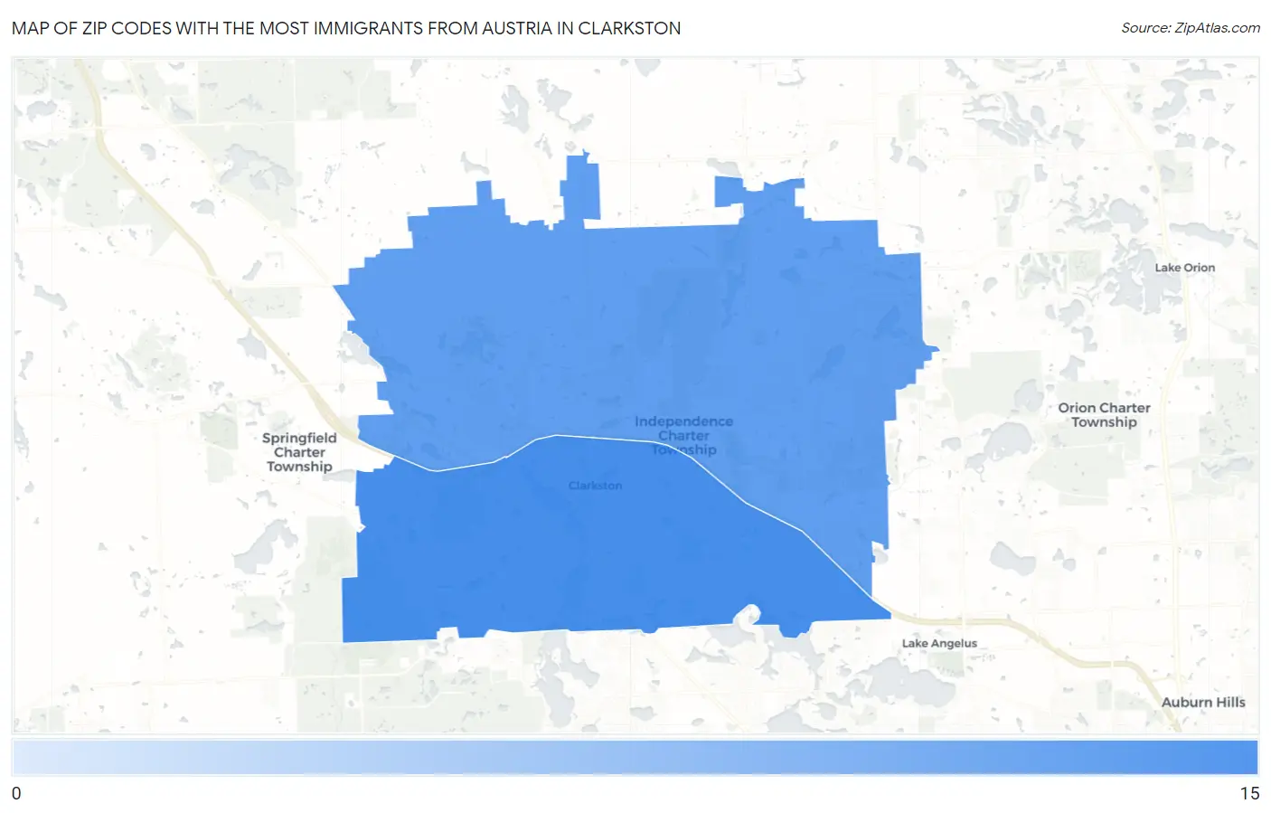 Zip Codes with the Most Immigrants from Austria in Clarkston Map