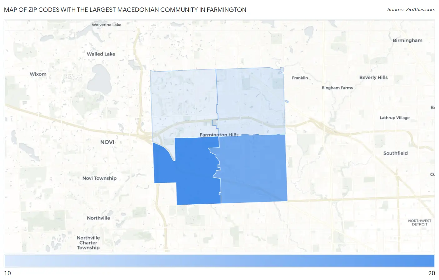 Zip Codes with the Largest Macedonian Community in Farmington Map