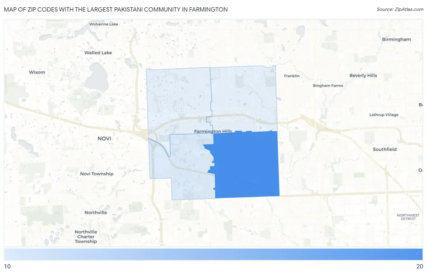 Zip Codes with the Largest Pakistani Community in Farmington Map