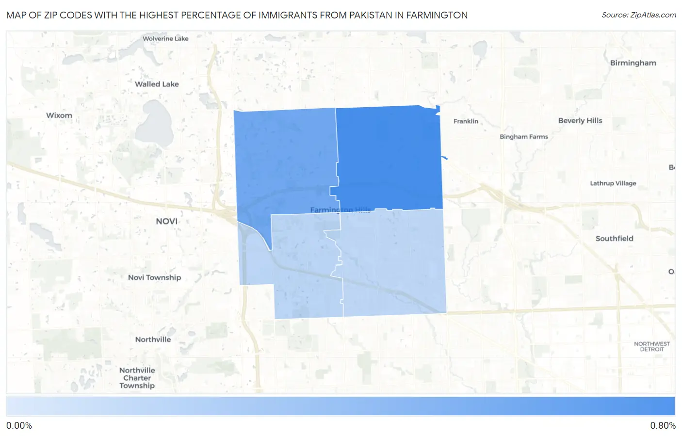 Zip Codes with the Highest Percentage of Immigrants from Pakistan in Farmington Map
