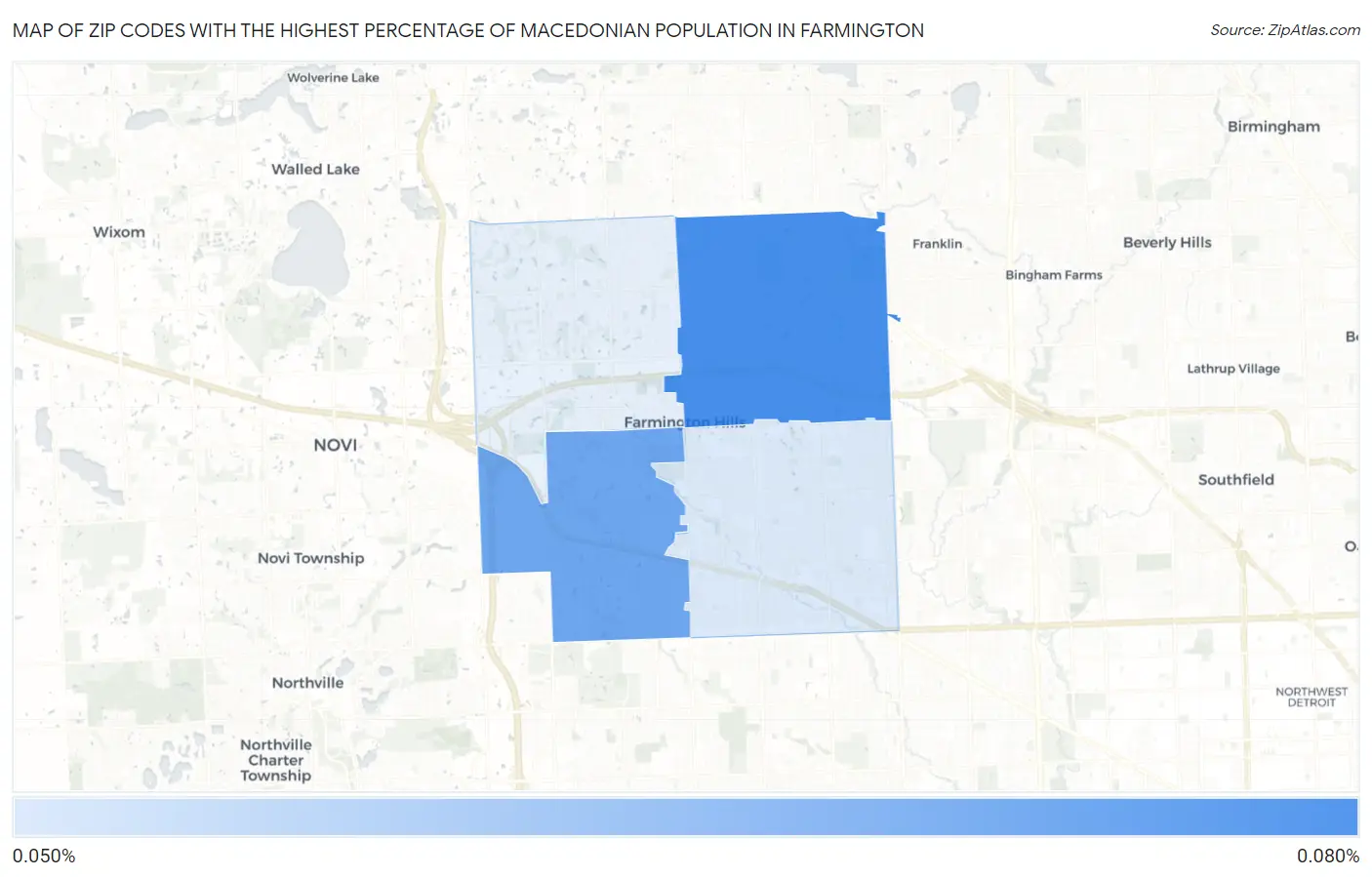 Zip Codes with the Highest Percentage of Macedonian Population in Farmington Map