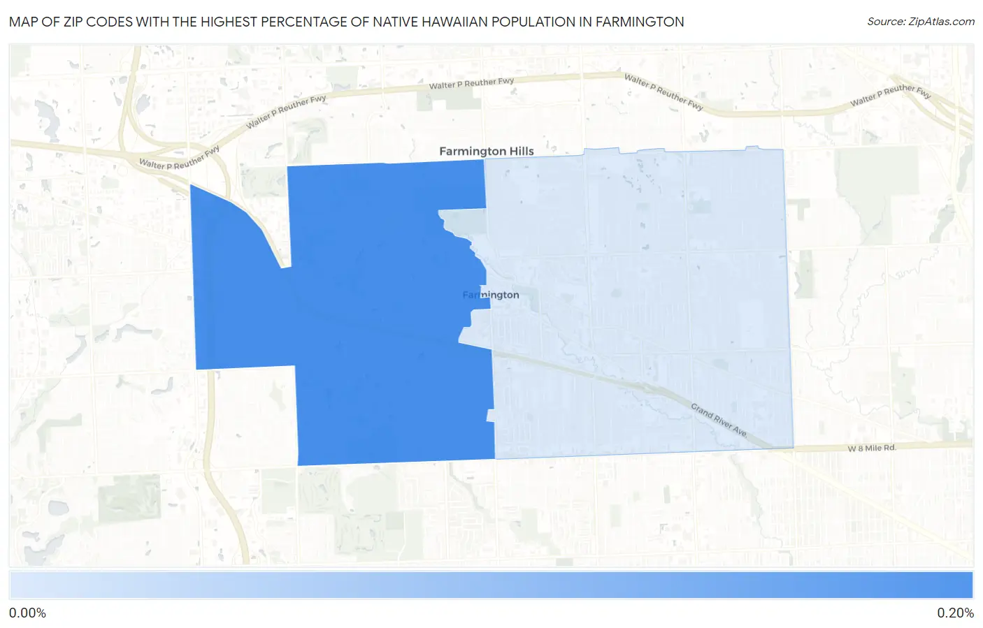 Zip Codes with the Highest Percentage of Native Hawaiian Population in Farmington Map