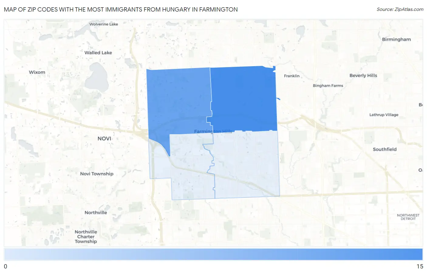 Zip Codes with the Most Immigrants from Hungary in Farmington Map