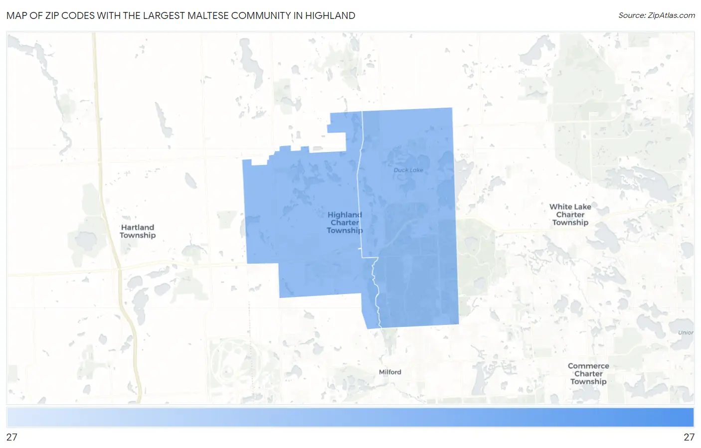 Zip Codes with the Largest Maltese Community in Highland Map