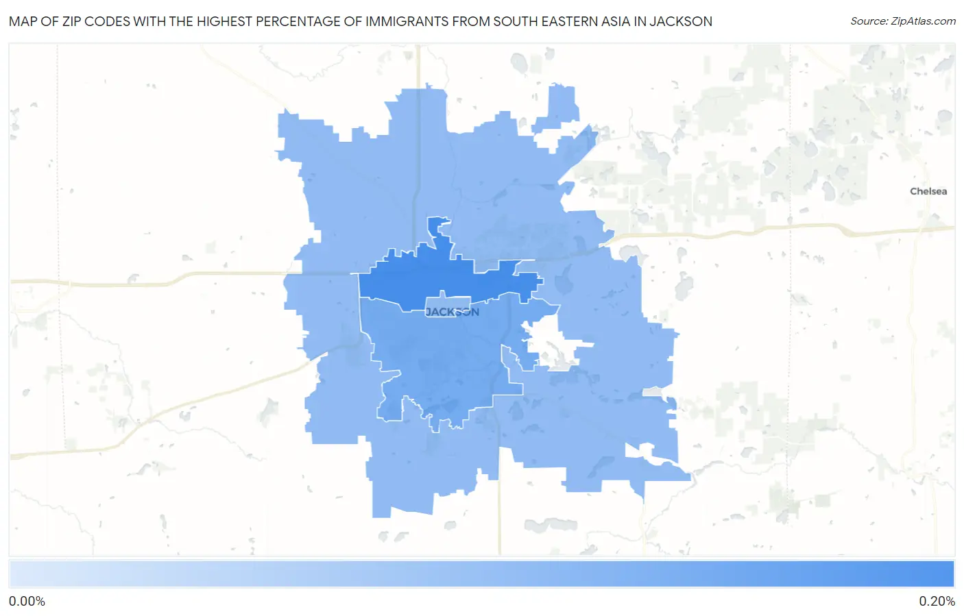 Zip Codes with the Highest Percentage of Immigrants from South Eastern Asia in Jackson Map