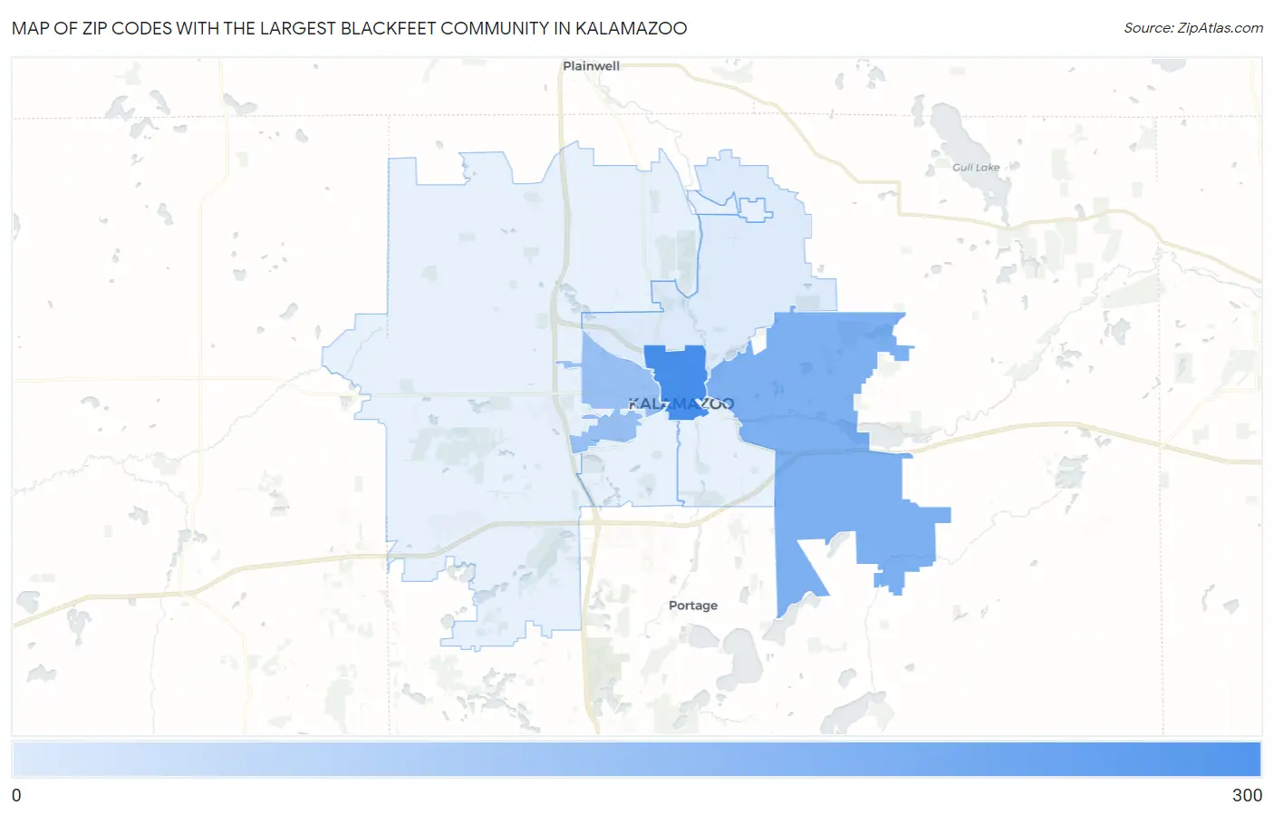 Zip Codes with the Largest Blackfeet Community in Kalamazoo Map