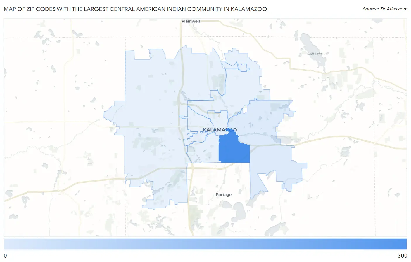 Zip Codes with the Largest Central American Indian Community in Kalamazoo Map
