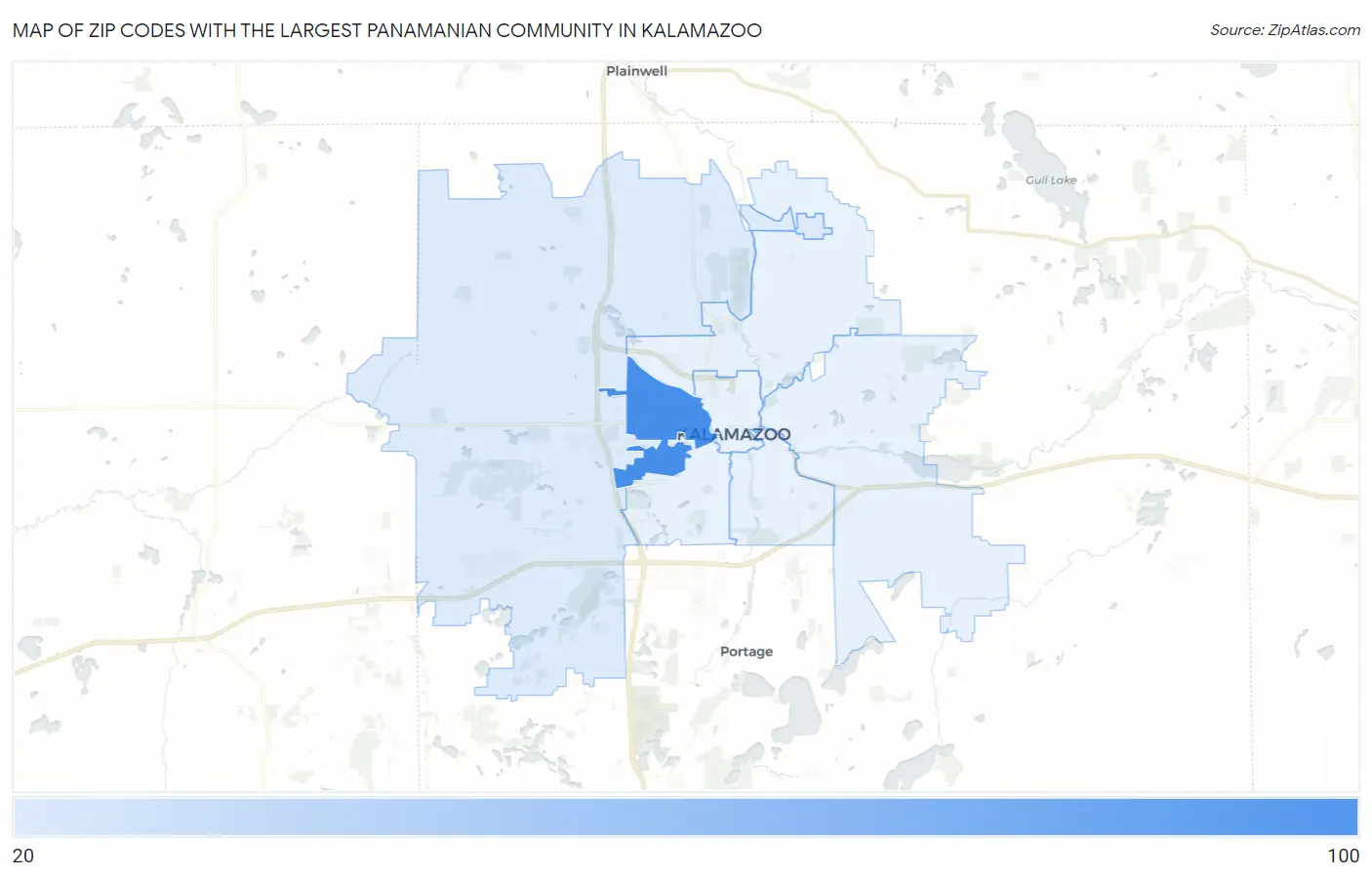 Zip Codes with the Largest Panamanian Community in Kalamazoo Map