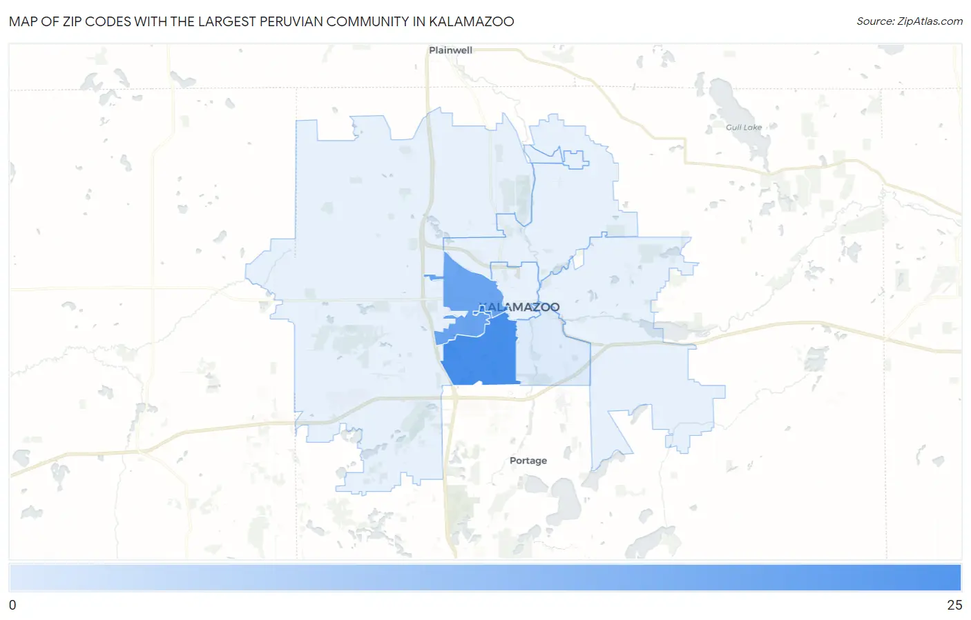Zip Codes with the Largest Peruvian Community in Kalamazoo Map