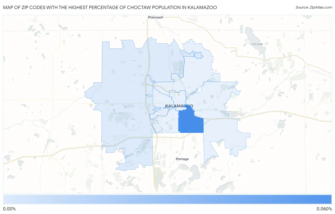 Zip Codes with the Highest Percentage of Choctaw Population in Kalamazoo Map