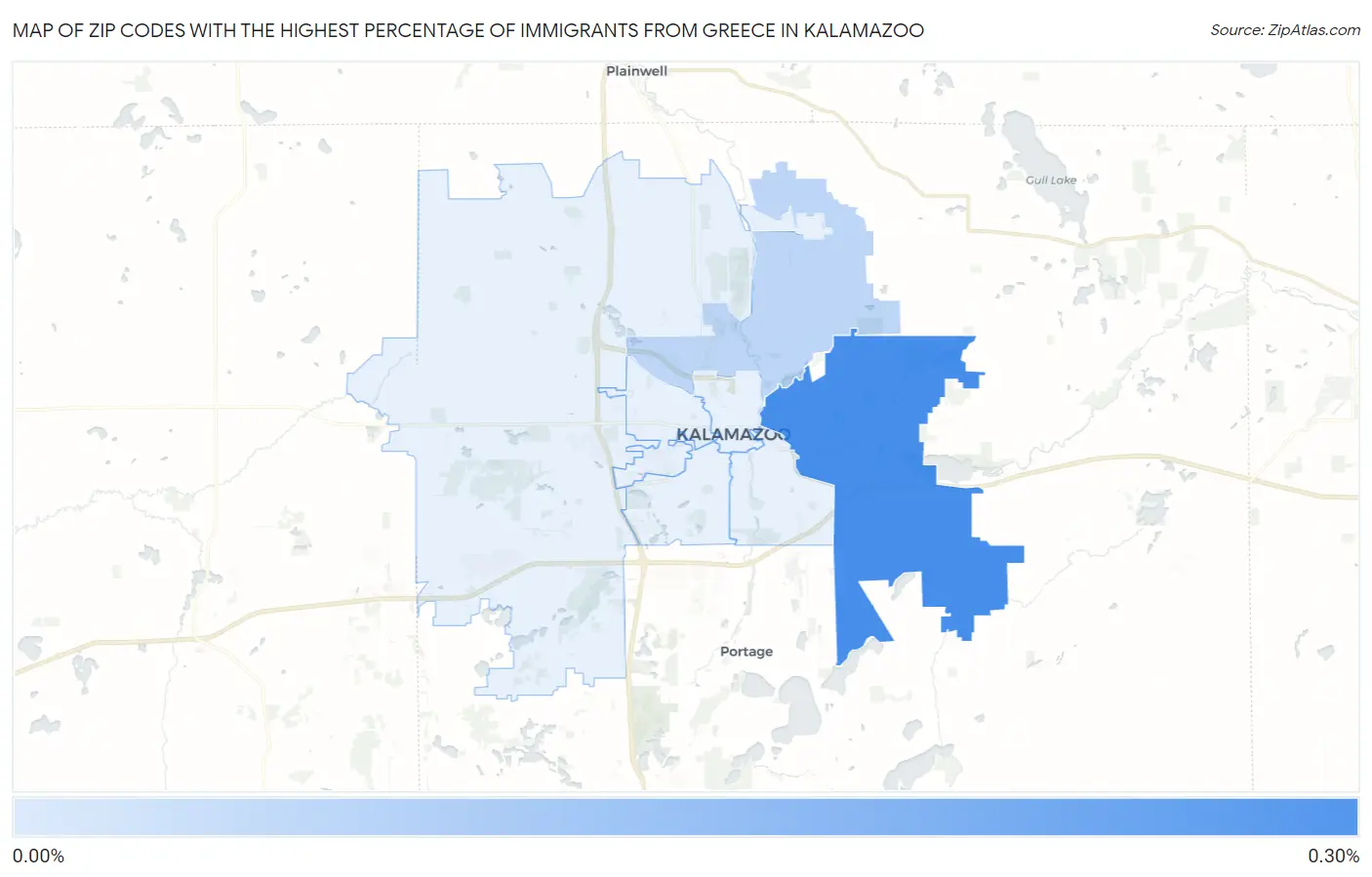 Zip Codes with the Highest Percentage of Immigrants from Greece in Kalamazoo Map
