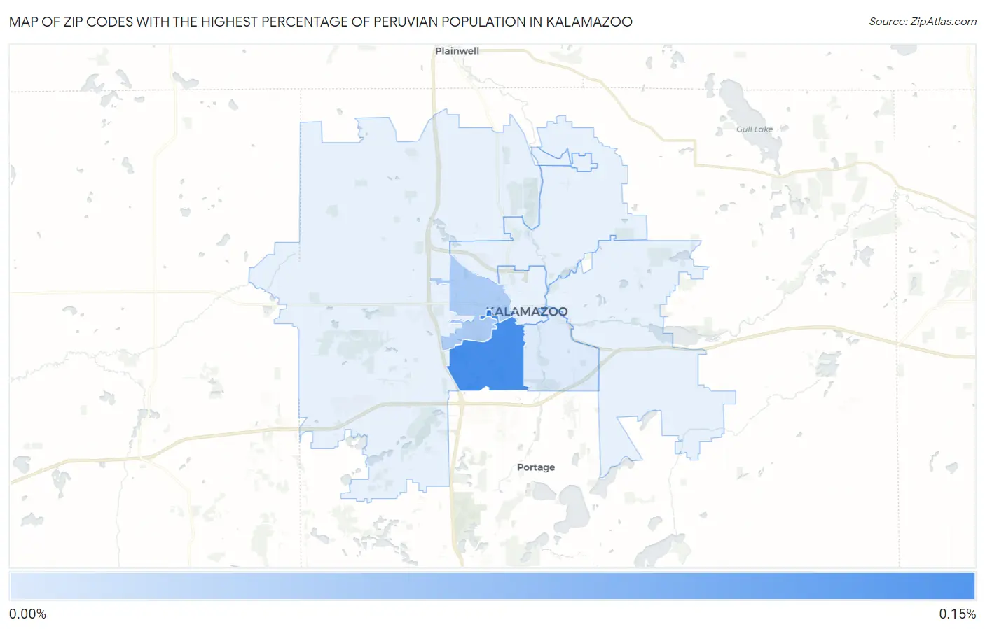 Zip Codes with the Highest Percentage of Peruvian Population in Kalamazoo Map