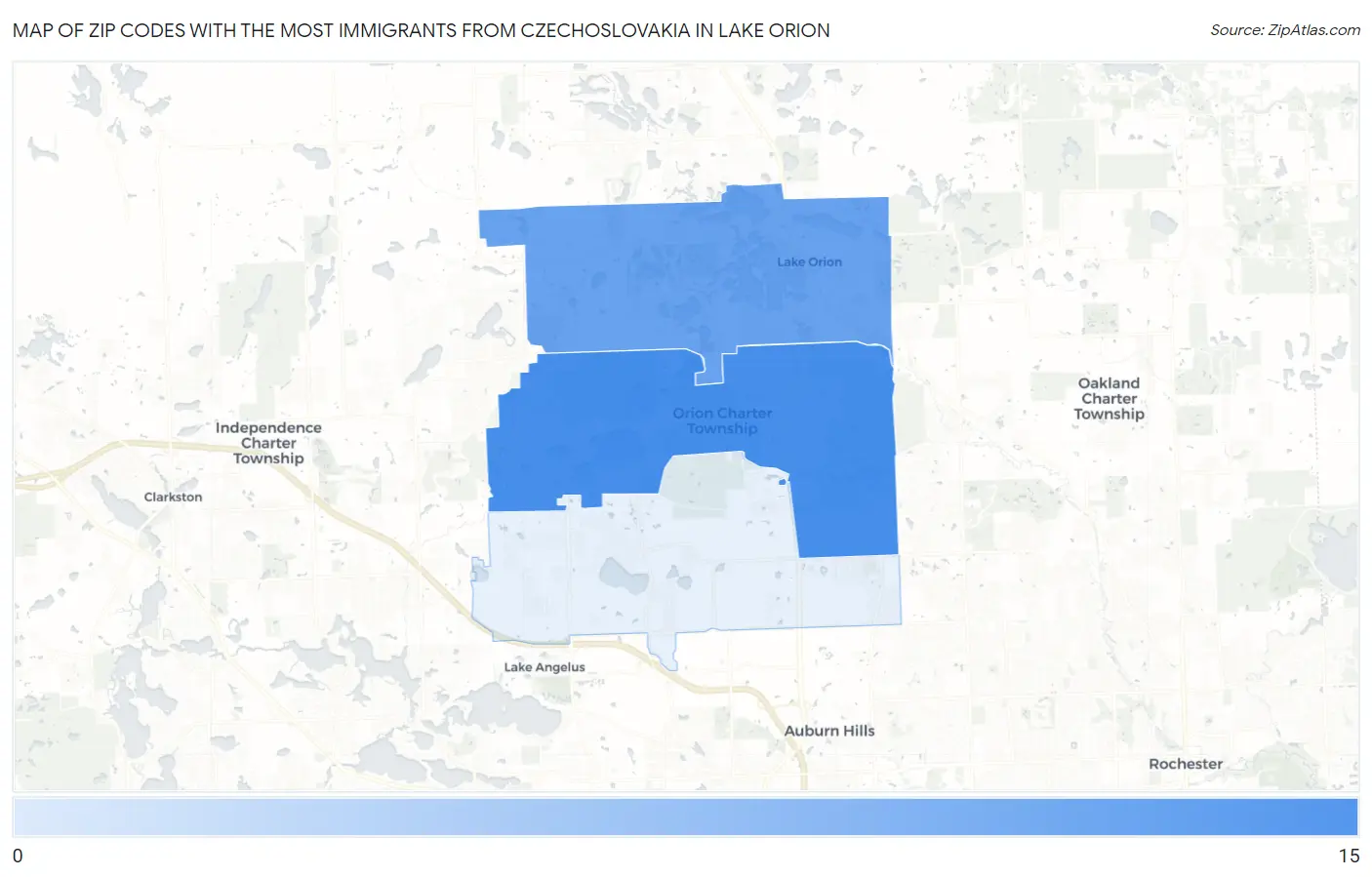 Zip Codes with the Most Immigrants from Czechoslovakia in Lake Orion Map