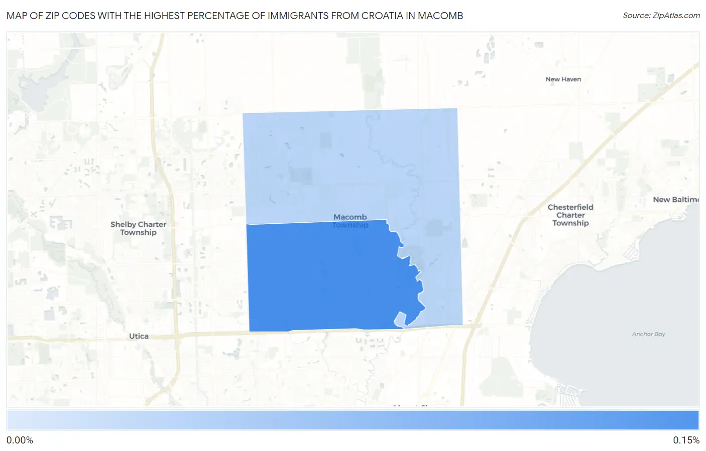 Zip Codes with the Highest Percentage of Immigrants from Croatia in Macomb Map
