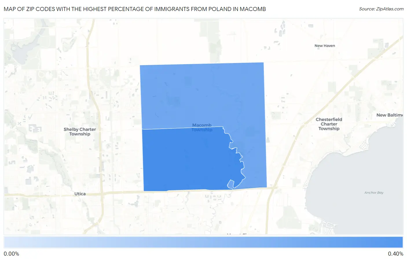Zip Codes with the Highest Percentage of Immigrants from Poland in Macomb Map
