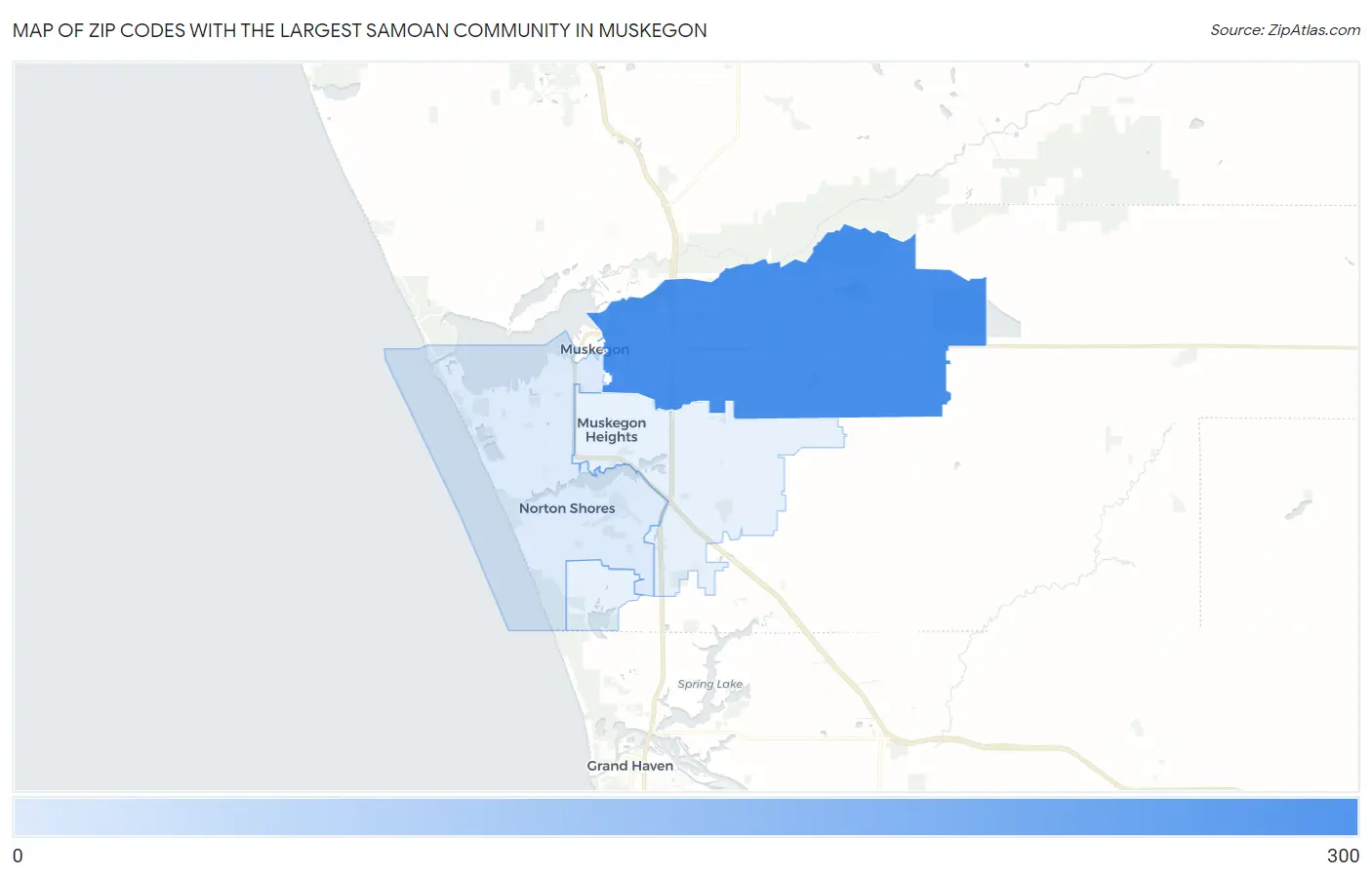 Zip Codes with the Largest Samoan Community in Muskegon Map