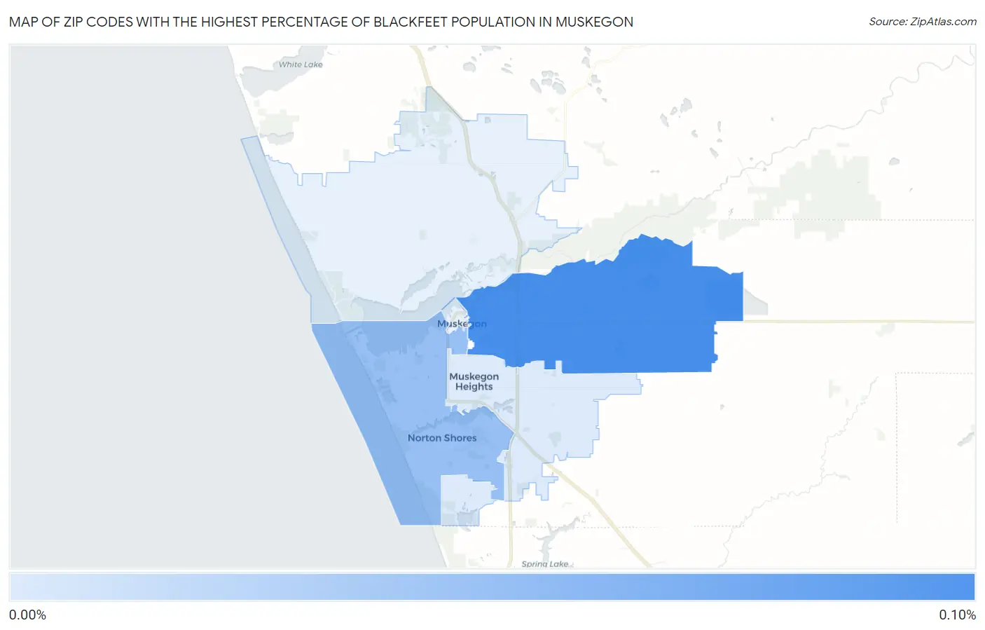 Zip Codes with the Highest Percentage of Blackfeet Population in Muskegon Map