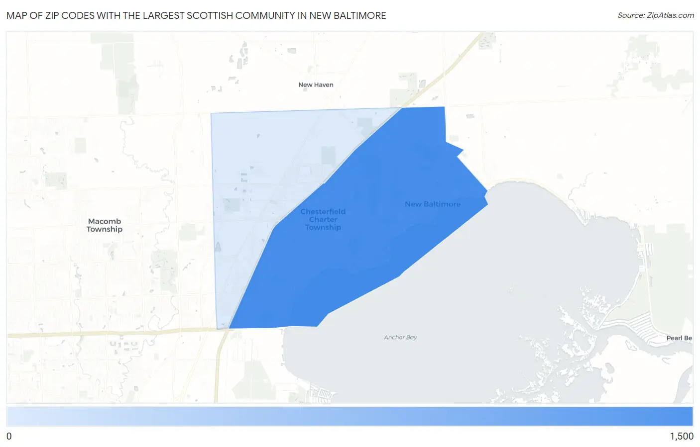 Zip Codes with the Largest Scottish Community in New Baltimore Map